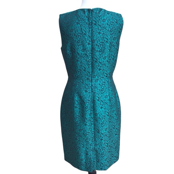 Katherine Kelly Green Black Floral Beaded Nanette Sheath Dress Size 8 - Picture 5 of 11